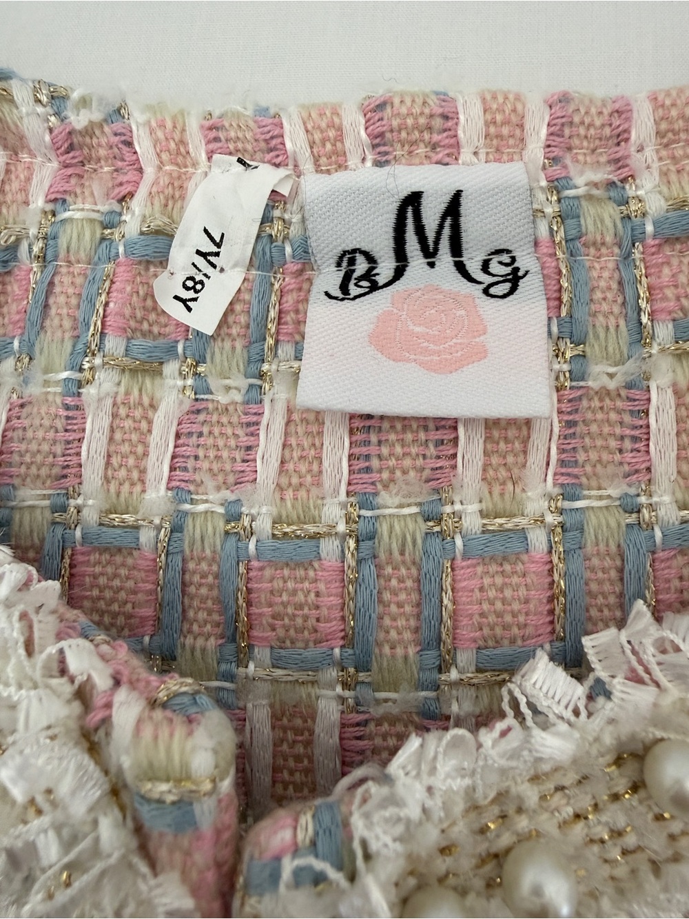 Girls' Pink Tweed Bow-Trim Jacket by BMG - Picture 2 of 10